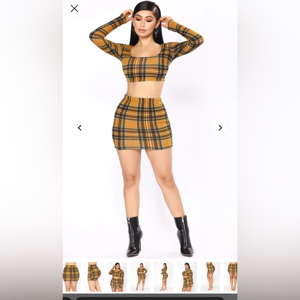Attendance Skirt Set - Mustard/Multi